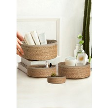 Doğal Jüt Sepet Seti, Bordürlü, 4'lü, Ev ve Dekorasyon Için Şık Seçenek