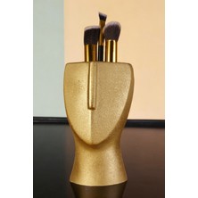 Altın Renkli Makyaj Organizeri ve Fırçalığı, Şık ve Kullanışlı Tasarım