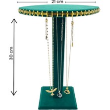 Iki Taraflı Tesbih ve Kolye Standı, Şık Yeşil Renkli Takı Düzenleyici