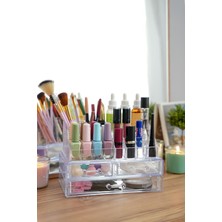 Şık Tasarım Büyük Boy 3 Çekmeceli Makyaj ve Kozmetik Organizer Set, Turuncu