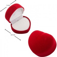 Kırmızı Kalp Yüzük Kutusu, Tektaş Takı Saklama Kutusu, Zarif ve Şık Tasarım