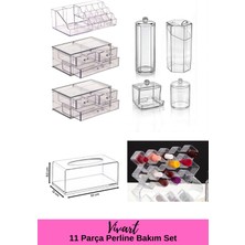 10 Parça Perline Makyaj Organizer Seti, Şık ve Pratik Düzenleyici, Turuncu Renk