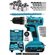 12V Şarjlı Matkap, Çelik Şanzıman, Bakır Sargılı, Akülü Vidalama