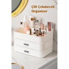 3 Katlı Şık Makyaj ve Takı Organizer, Beyaz, Pratik ve Kullanışlı Tasarım
