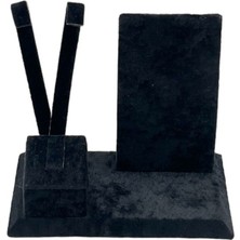 Kadife Siyah Mini Üçlü Manken Takım 11 Cm, Şık ve Zarif Detaylar.