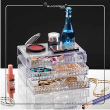 Beyaz Çok Katlı Şeffaf Makyaj ve Takı Organizer Dolap Düzenleyici