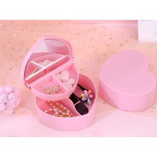 Renkli Kalp Tasarımlı Aynalı Takı Saklama Kutusu, Şık ve Kullanışlı Mücevher Kutusu