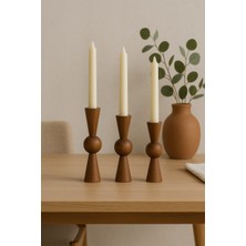 Doğal Ahşap Cevizşamdan Seti 17.5cm & 15CM & 12.5 , El Yapımı, Rustik Dekoratif 3'lü Mumluk Modern