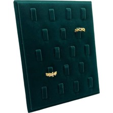 Yeşil Süet Kumaş Ayaklı Yüzük Sergileme Standı 20/16 cm