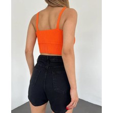 V Yaka Askılı Crop Büstiyer