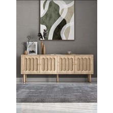 İskandinav Tv Sehpası ,tv Ünitesi , Konsol Jüt Kumaşlı Mdf E180xd39xy49cm (ÖZEL TASARIM)