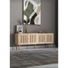 İskandinav Tv Sehpası ,tv Ünitesi , Konsol Jüt Kumaşlı Mdf E180xd39xy49cm (ÖZEL TASARIM)