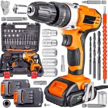 Çift Akülü 24 Parça Şarjlı Darbeli Matkap ve Vidalama Seti