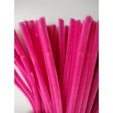 50 Adet Koyu Pembe Şönil, Eğitici Şönil Seti, Yoğun Tüylü Tel, 30 cm