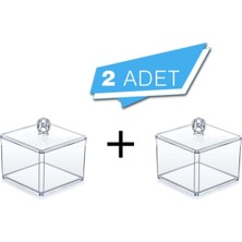 Turuncu Kare Makyaj Pamukluk Organizeri 2'li Set, Şık ve Pratik Saklama Çözümü