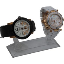 Beyaz 2'li Dama Model Saat Standı Seti, Şık ve Kullanışlı Düzenleyici Ürün