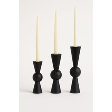 Doğal Ahşap Siyah Şamdan Seti 17.5cm & 15CM & 12.5 , El Yapımı, Rustik Dekoratif 3'lü Mumluk Modern