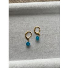 Mavi Akik Taşı Modern Tasarım Küpe