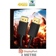 Displayport Dp Kablo 1080P@ 360hz, 2k@ 240hz, 4k@ 144hz, 8k@ 60hz 3 Metre