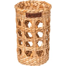 Atandu Home %100 El Yapımı Doğal Hasır Şişelik | 10X19 cm Çok Amaçlı Organizer Sepet | Mutfak, Masa, Salon Dekorasyon Ürünü
