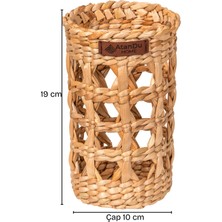 Atandu Home %100 El Yapımı Doğal Hasır Şişelik | 10X19 cm Çok Amaçlı Organizer Sepet | Mutfak, Masa, Salon Dekorasyon Ürünü