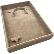 Mini Takı Sergileme Tablası, Kahverengi, Süet Kumaş, 26X19 cm