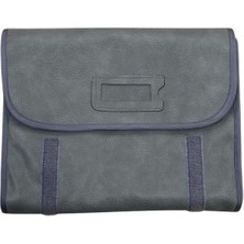 Gri Renk Deri Kumaş Yüzük Sergileme Seyahat Çantası, Kompakt ve Şık Tasarım