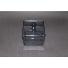 Şeffaf Kare Pamukluk ve Kulak Çubuğu Kutusu, Gri Renk, Şık ve Kullanışlı Tasarım