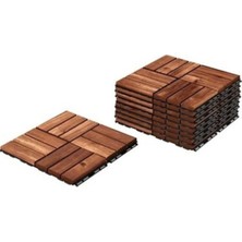30X30 cm Ahşap Görünümlü Balkon ve Teras Zemin Döşemesi, Akasya Kahverengi