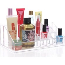 16 Bölmeli Şeffaf Akrilik Makyaj Düzenleyici, Beyaz
