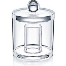 Şeffaf Yuvarlak Pamukluk ve Kulak Çubuğu Kutusu - Makyaj Organizeri