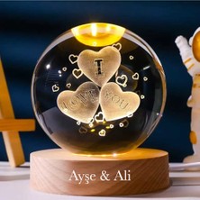 Isme Özel Sevgiliye Özel ‘ı Love You’ Kalpli Cam Küre 8*6cm