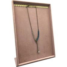 Pembe Süet Kumaş Tırnaklı Ayaklı Takı ve Tesbih Standı 34/24 cm