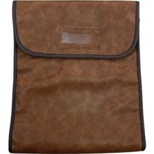 Kahve Renkli 30 cm Deri Kumaş Bileklik ve Seyahat Çantası Seti