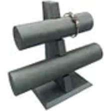 Yeşil Renkli Lüx Imera Deri Kumaş Bilezik Sergileme, 22X24 cm Tekli T Model