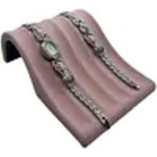 Yerli Süet Kumaş Pembe Renk Bileklik ve Künye Standı 16/11,5 cm