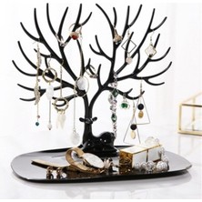 Şık Siyah Geyik Tasarımlı Takı ve Mücevher Standı, Zarif ve Kullanışlı Dekorasyon Parçası