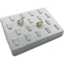 Gri Süet Kumaş Çoklu Tırnaklı Yüzük Sergileme Aksesuarı, 18/13 cm