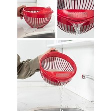 Çok Amaçlı Pirinç Süzgeç, Yıkama ve Makarna Için 3 Litre Kırmızı