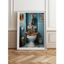 Tekli Ahşap Çerçeveli Tablo Tek Parça Cool Zürafa Poster Tablo TK/983