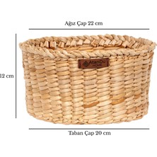 Atandu Home %100 El Yapımı Sık Dokuma Doğal Hasır Sepet | 20X12 cm Çok Amaçlı Organizer | Mutfak, Salon, Yatak Odası Düzenleyici