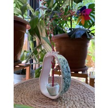 Arche Ceramic El Yapımı Seramik Çiçeklik / Mini Saksı - Yeşil - 15X11 cm - Tekli