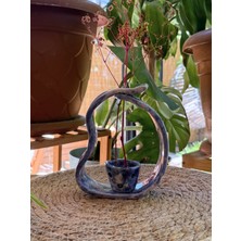 Arche Ceramic El Yapımı Seramik Çiçeklik / Mini Saksı - Mavi - 15X12 cm - Tekli
