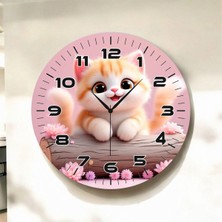About The Perfect Renkli Çocuk Odası Ahşap Duvar Saati, 50CM, Desenli ve Sessiz Tasarım