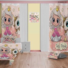 About The Perfect Prenses Desenli Pembe Çocuk ve Bebek Odası Seti (Perde, Yatak Örtüsü, Duvar Saati, Yastık)
