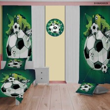 About The Perfect Mavi Futbol Temalı Çocuk ve Bebek Odası Seti (Perde, Yatak Örtüsü, Duvar Saati, Yastık, Kılıf)