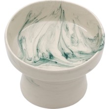 Yeşil Seramik Eğimli Kedi ve Köpek Mama ve Su Kabı