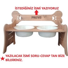 Büyük Irk Köpekler Için Seramik Kase ve Standı, Kademeli, Beyaz, 2X1000 ml