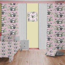 About The Perfect Sevimli Panda Çocuk ve Bebek Odası Seti, Pembe, Perde, Yatak Örtüsü, Duvar Saati, Yastık, Kılıf