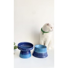 2'li Seramik Mama ve Su Kabı, Mavi ve Renkli Tasarım